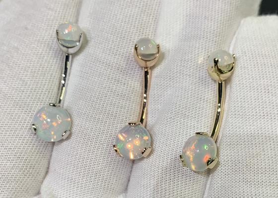 perno prisionero de la nariz del oro de la longitud 18k de 25m m, ópalo de Ring Piercing With White Fir de la nariz del OEM