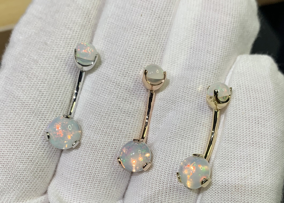perno prisionero de la nariz del oro de la longitud 18k de 25m m, ópalo de Ring Piercing With White Fir de la nariz del OEM