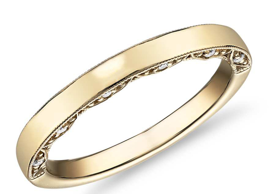 joyería minúscula del oro amarillo 0.12ct 14K, ODM del corte de Diamond Wedding Bands del oro amarillo EX