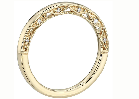 joyería minúscula del oro amarillo 0.12ct 14K, ODM del corte de Diamond Wedding Bands del oro amarillo EX