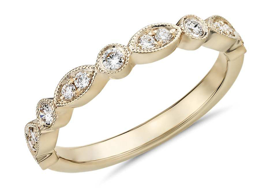 ODM del corte de ronda del witdth del oro y de Diamond Stacking Rings 1.5M M de 9K 0.13ct