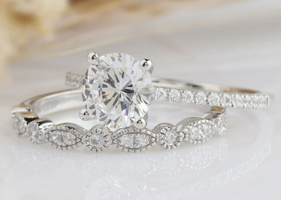 ODM de Diamond Engagement Wedding Rings 1.25CT 6.5m m del oro blanco 18K