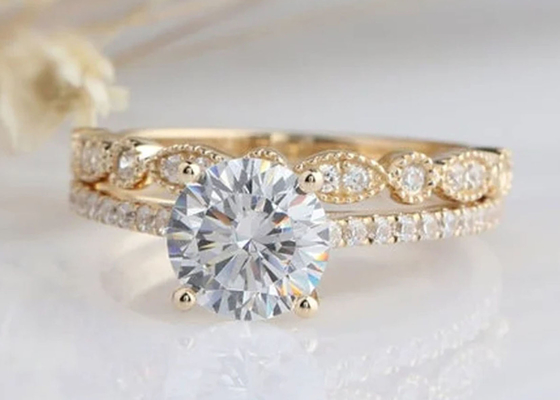 ODM de Diamond Engagement Wedding Rings 1.25CT 6.5m m del oro blanco 18K