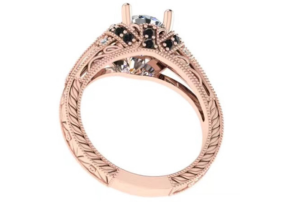 Tipo brillante redondo ODM del corte 18K Rose Gold Ring Illusion Setting del certificado del GIA