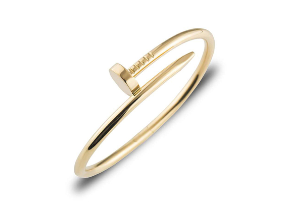 Pulsera del oro amarillo 18k de la anchura 3.5m m, Juste Un Clou Bangle para el compromiso
