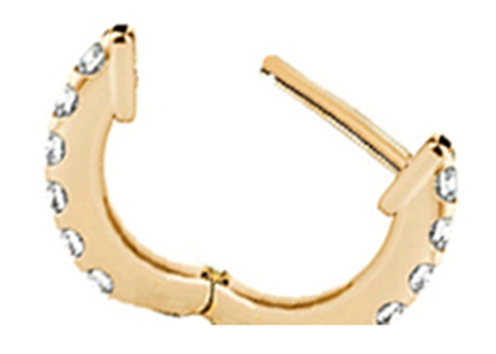 el aro de perforación de los pendientes de la joyería del cuerpo del oro de 14k 0.2ct forma el ODM de 8m m para las muchachas de las mujeres