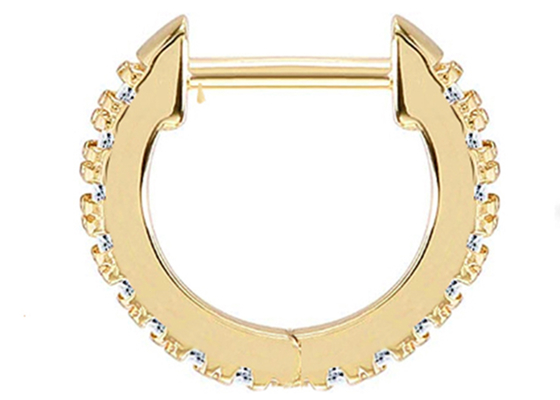 el aro de perforación de los pendientes de la joyería del cuerpo del oro de 14k 0.2ct forma el ODM de 8m m para las muchachas de las mujeres