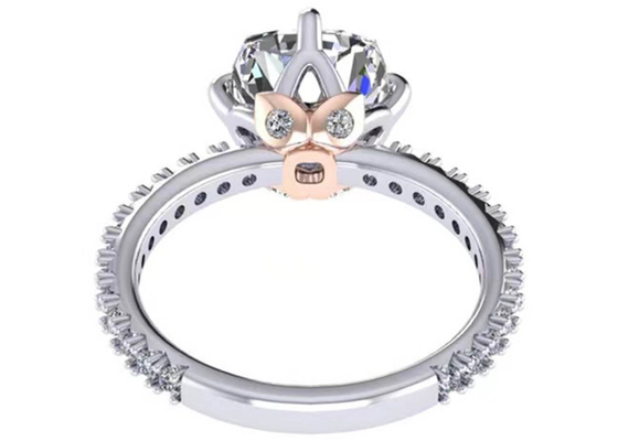 Oro blanco Diamond Ring, anillo de compromiso 8.13×7.87×5.13m m del OEM 18k del corte del amortiguador