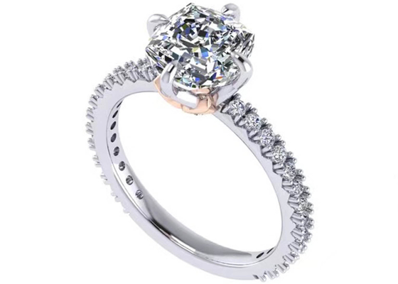 Oro blanco Diamond Ring, anillo de compromiso 8.13×7.87×5.13m m del OEM 18k del corte del amortiguador