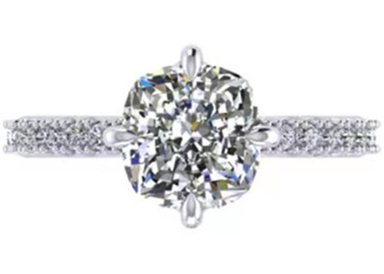 Oro blanco Diamond Ring, anillo de compromiso 8.13×7.87×5.13m m del OEM 18k del corte del amortiguador