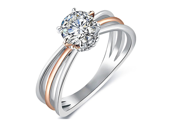 2 anillo de plata del color de tono 9K con el diamante blanco de 1ct Moissanite