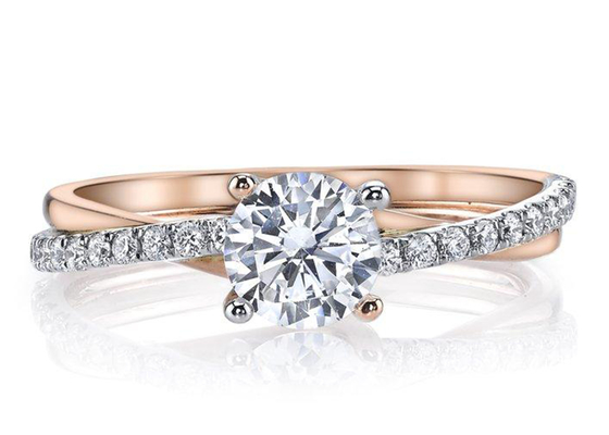 2 diamante 0.81ct de Ring With 6m m Moissanite de la plata de Tone Color 9K