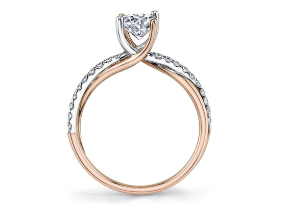 2 diamante 0.81ct de Ring With 6m m Moissanite de la plata de Tone Color 9K