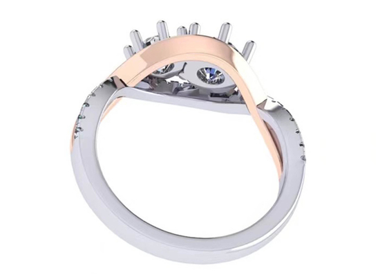 ODM romántico del quilate de plata 2 Tone Color del anillo 9 del corte redondo 9K para la boda