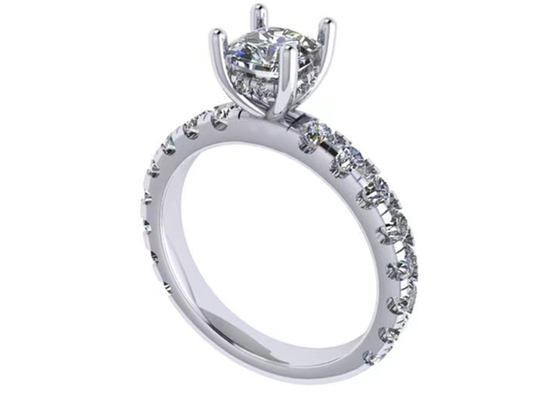 joyería del oro sólido 14k de 6x6m m, 24pcs 1.44ct Diamond Engagement Ring natural