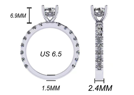 joyería del oro sólido 14k de 6x6m m, 24pcs 1.44ct Diamond Engagement Ring natural