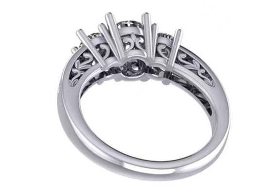joyería del oro sólido de 0.8ct 14k, diente que fija RD5.85mm Diamond Three Stone Ring