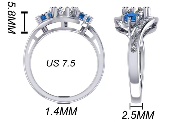 0,8 quilates Topaz Ring Prong Setting Type azul natural para el compromiso
