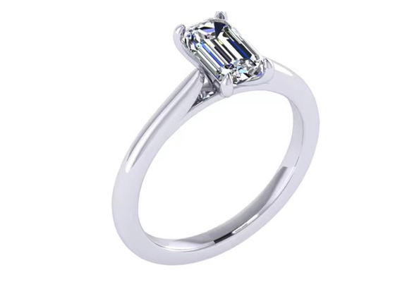 1,05 joyería del oro sólido del Ct 14K, Emerald Cut Diamond Engagement Rings EM7.86×2.89MM