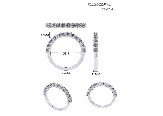 compromiso de 1,2 ct y tamaño del peso RD2.7MM de Ring Set 1.93g de la boda