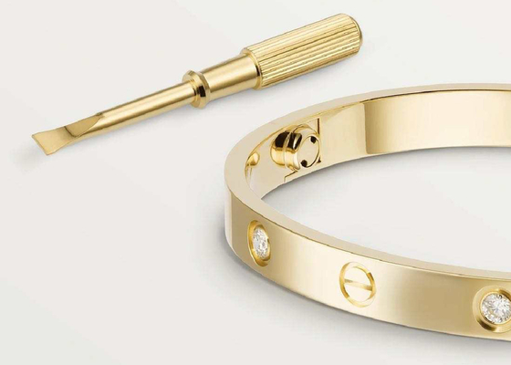 oDM natural de Diamond Love Bracelet de la joyería del oro sólido de 0.42ct 38.05g 18K