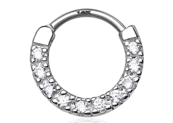 Anillo con bisagras inconsútil del Clicker del cartílago, anillo de nariz del oro blanco 14k