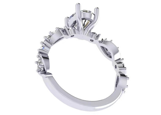 oro blanco 18k Diamond Engagement Ring de 6.4m m, ODM oval del OEM de Diamond Ring de la forma
