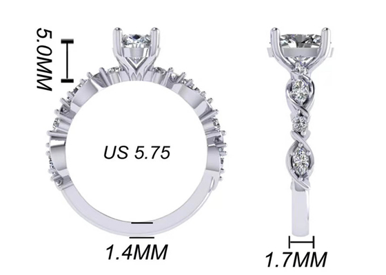 oro blanco 18k Diamond Engagement Ring de 6.4m m, ODM oval del OEM de Diamond Ring de la forma