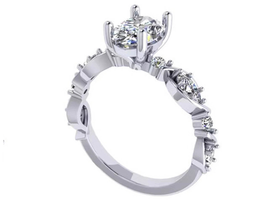 oro blanco 18k Diamond Engagement Ring de 6.4m m, ODM oval del OEM de Diamond Ring de la forma
