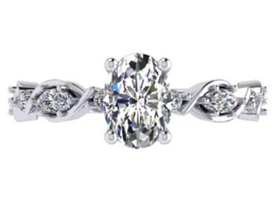 oro blanco 18k Diamond Engagement Ring de 6.4m m, ODM oval del OEM de Diamond Ring de la forma