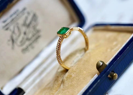 0.51ct Emerald Ring verde natural, 18K oro Diamond Ring para casarse
