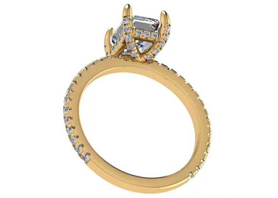 OEM natural del diamante de la dimensión de Emerald Cut 18K Rose Gold Ring Wiith 7.58×5.83m m