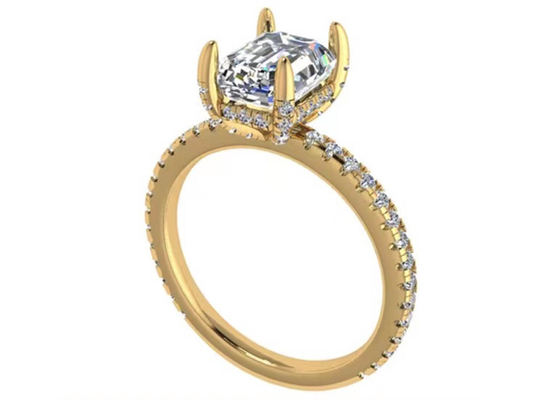 OEM natural del diamante de la dimensión de Emerald Cut 18K Rose Gold Ring Wiith 7.58×5.83m m