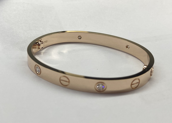 oDM natural de Diamond Love Bracelet de la joyería del oro sólido de 0.42ct 38.05g 18K