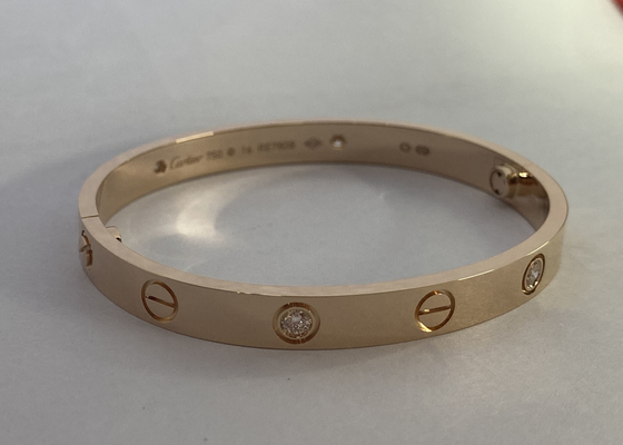 oDM natural de Diamond Love Bracelet de la joyería del oro sólido de 0.42ct 38.05g 18K