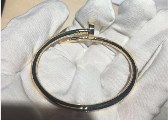 Pulsera del oro amarillo 18k de la anchura 3.5m m, Juste Un Clou Bangle para el compromiso