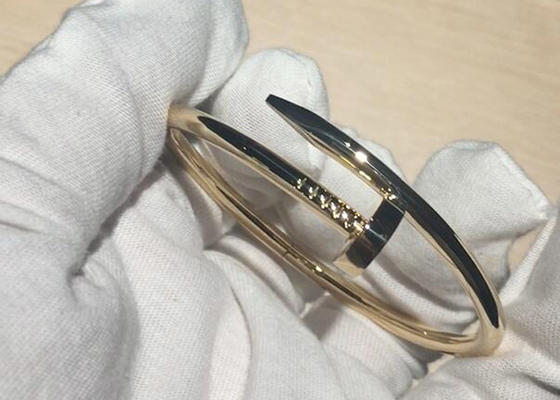 Pulsera del oro amarillo 18k de la anchura 3.5m m, Juste Un Clou Bangle para el compromiso