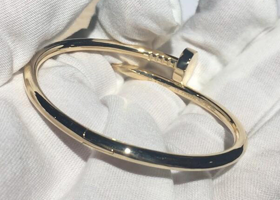 Pulsera del oro amarillo 18k de la anchura 3.5m m, Juste Un Clou Bangle para el compromiso
