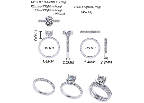 Mano que fija el ODM de la joyería del oro sólido de 2.45g 14K para el compromiso