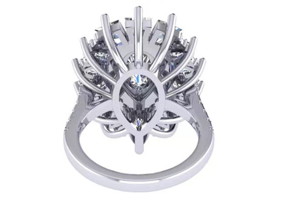 el color clásico de Diamond Engagement Ring White Gold del halo de 1.5ct 49pcs plateó el ODM