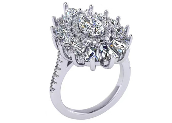 el color clásico de Diamond Engagement Ring White Gold del halo de 1.5ct 49pcs plateó el ODM