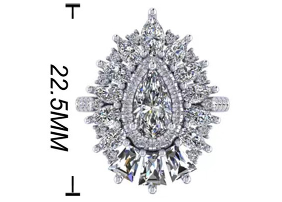 el color clásico de Diamond Engagement Ring White Gold del halo de 1.5ct 49pcs plateó el ODM
