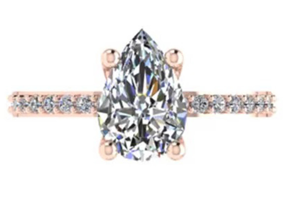Corte 18k Rose Gold Wedding Ring de la pera 10.67x7.23x4.1m m para el compromiso