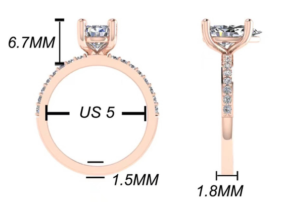 Corte 18k Rose Gold Wedding Ring de la pera 10.67x7.23x4.1m m para el compromiso