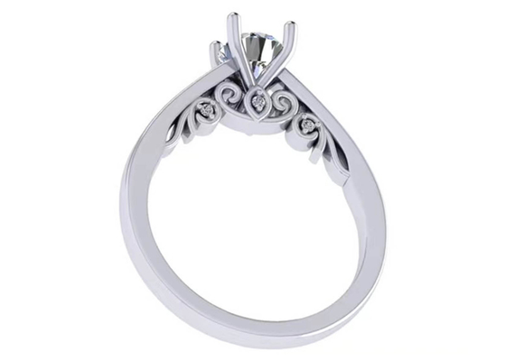Garra que fija el anillo de bodas del oro blanco 18k, corte brillante redondo Diamond Ring del GIA 5.35m m