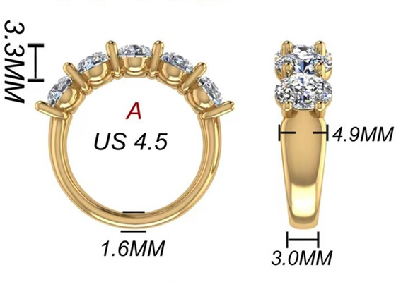 Tamaño oval del diamante 18K Rose Gold Ring 6.43x 4.7x 3.03m m para el aniversario