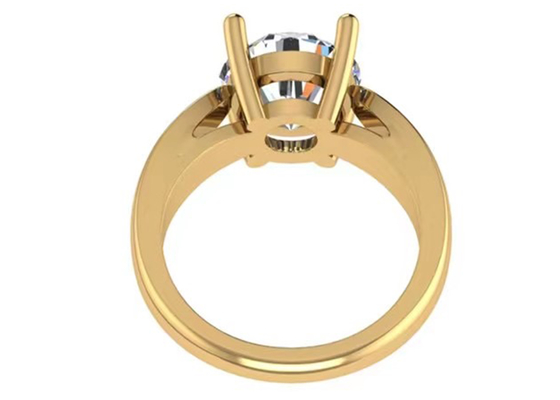 Mano que fija la joyería del oro sólido 14K, solitario natural redondo Diamond Rings del corte 2.7ct
