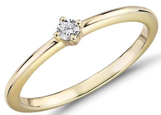 Garra del anillo 0.1ct de la joyería del oro amarillo de la piedra 14K del solitario que fija el tipo grado de la claridad de VS1