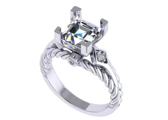 Princesa Cut del oro de Moissanite Diamond Gemstone Promise Rings 14K