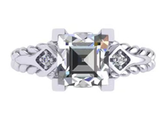 Princesa Cut del oro de Moissanite Diamond Gemstone Promise Rings 14K
